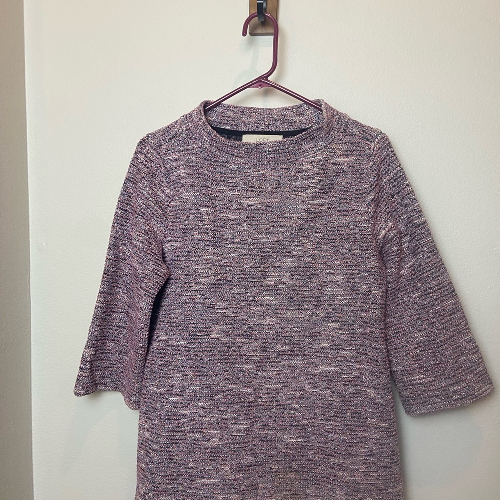 LOFT Pink and Blue Textured Sweater